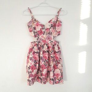 Mustard seed Floral Faux Leather Dress